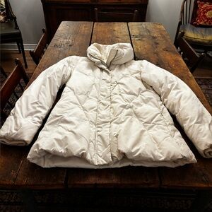 JACOB Women’s White Quilted Down Puffer Jacket Coat Size M Winter Parka